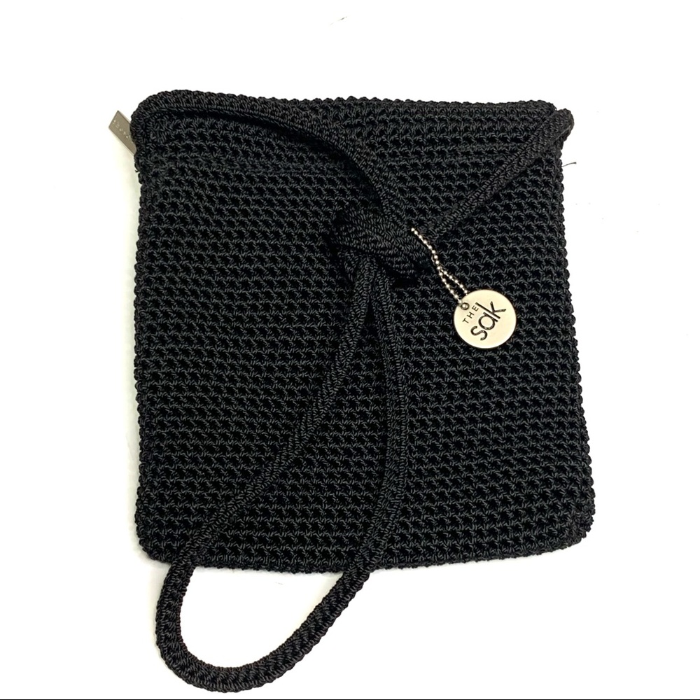 THE SAK Black Crochet Knit Cross Body Strap Bag